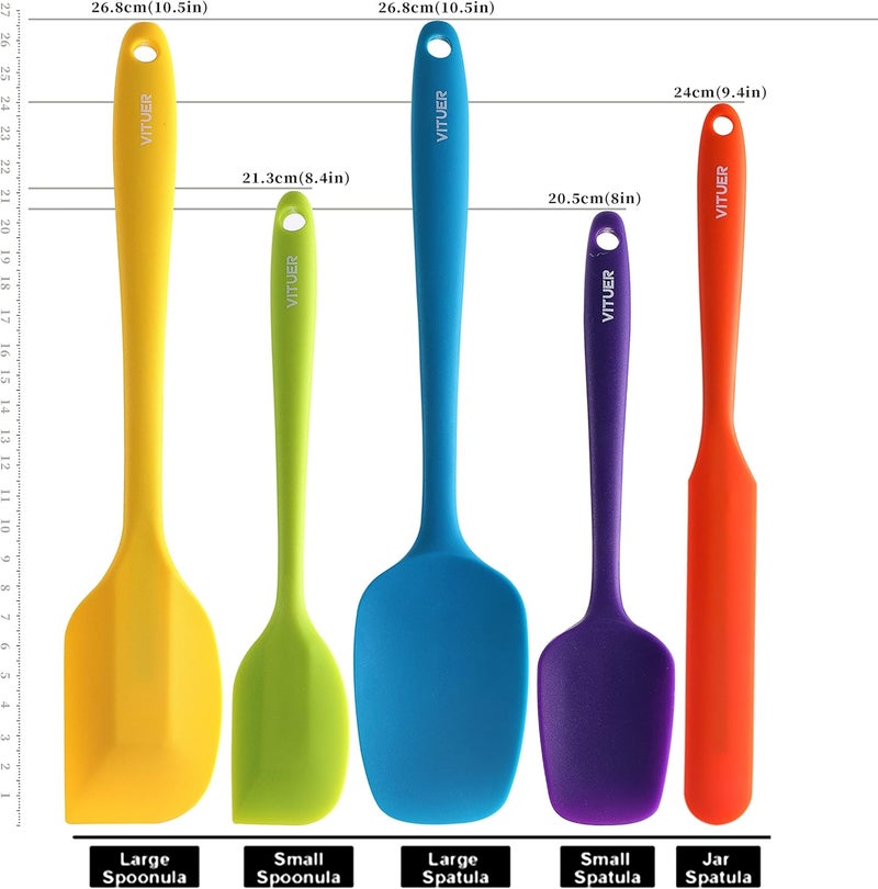 VITUER 5PCS Silicone Rubber Spatula Set, Food Grade BPA-Free Spatulas for kitchen Use, Heat Resistant Spatula for Cooking & Baking, Dishwasher Safe - Image 2